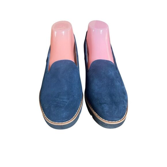 Vionic Willa Wedge Navy Blue Suede Water Repellent Slip On Loafer Shoes Sz 10 - Picture 2 of 11